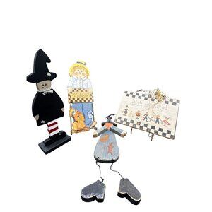 hand painted wood fall halloween decor witch scarecrow costume kids pumpkin head